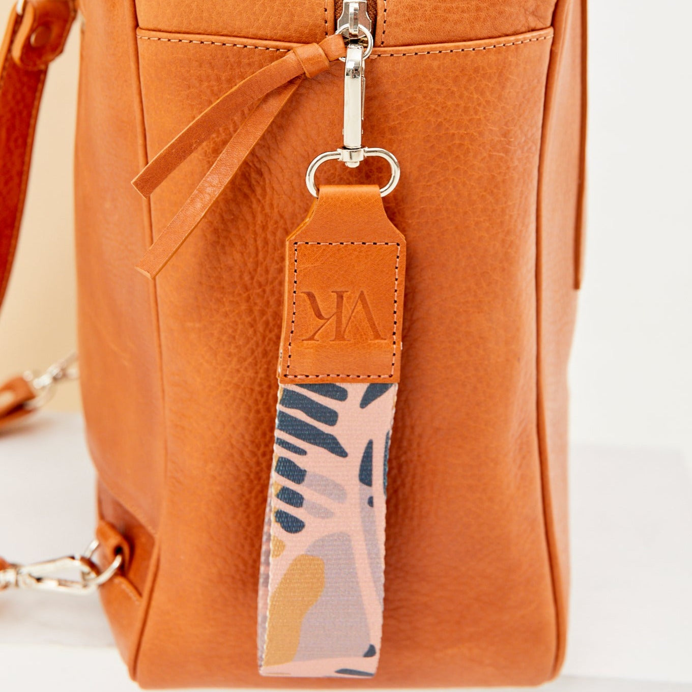 Tan Printed Key Ring