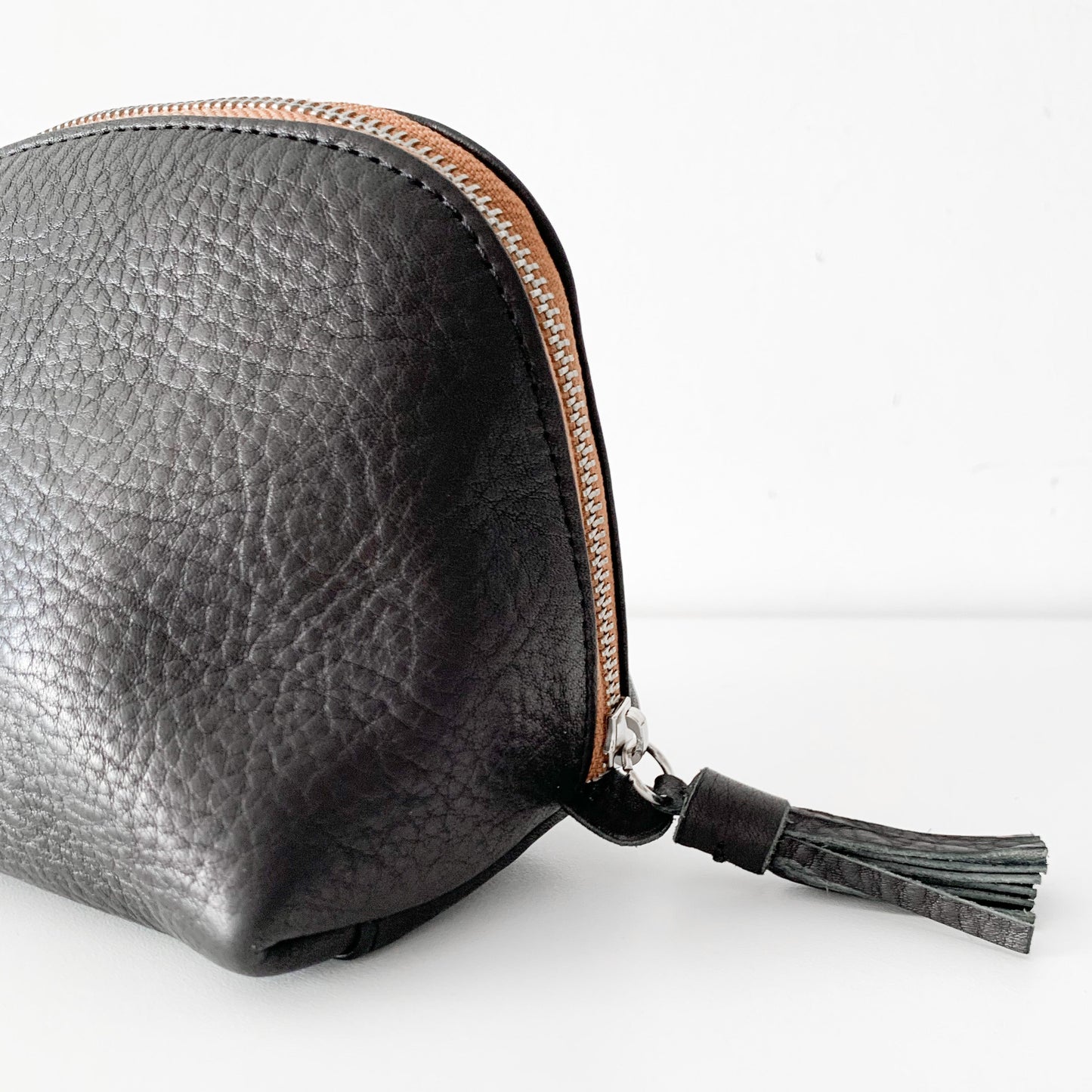 Black with Tan zip EMILY Cosmetics bag