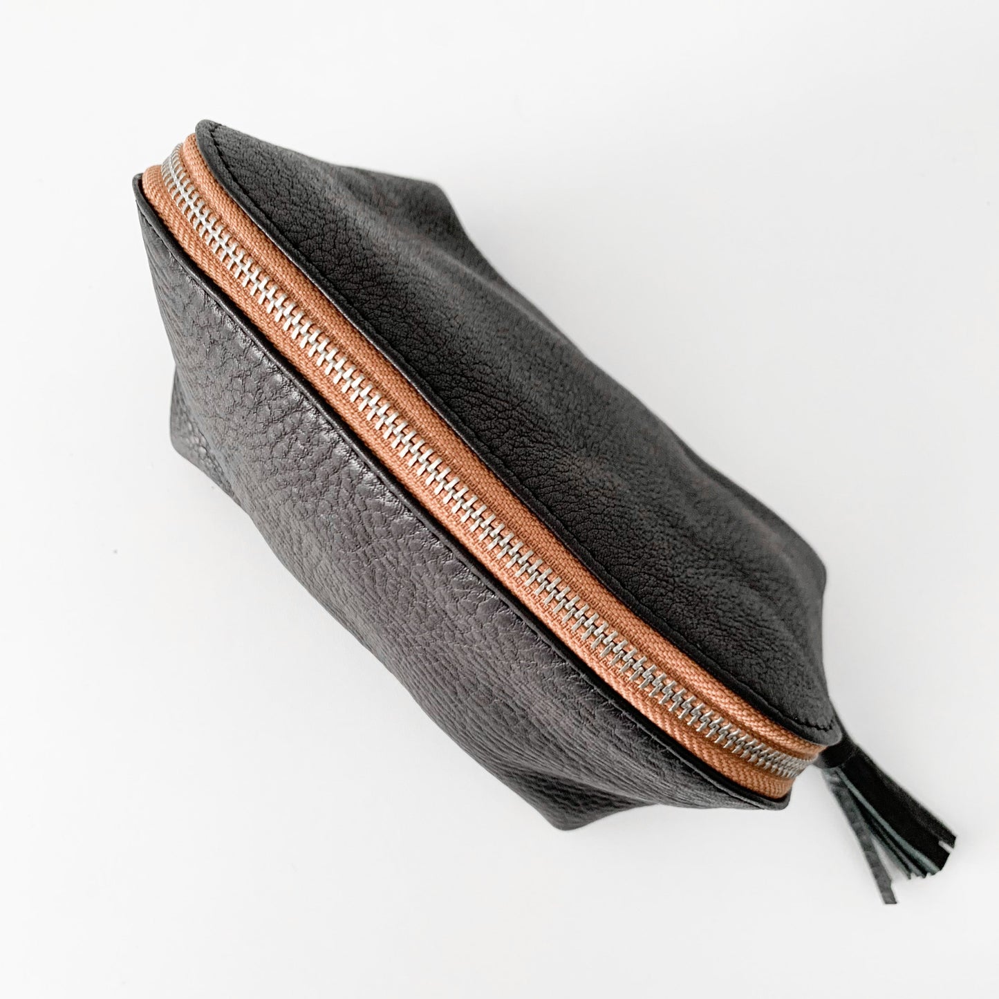 Black with Tan zip EMILY Cosmetics bag